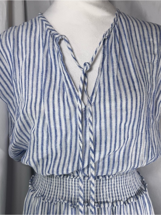 Rails Ashlyn Fremont Stripe Cap Sleeve Tiered Midi Dress Blue/White Size Med - Picture 3 of 11